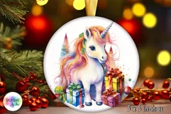 Watercolour Unicorn Christmas Ornament | Christmas Gift Tag Product Image 2