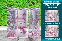 Pink Christmas snowman 20oz tumbler wrap design Product Image 1