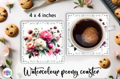 Watercolour Peonies Coaster Bundle | Peony Flowers PNG Product Image 18