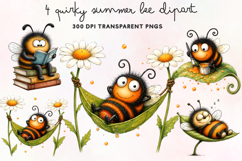 Quirky Summer Bee Clipart PNG Product Image 1