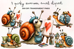Quirky Summer Snail Clipart PNG Product Image 1