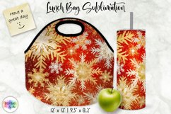 Shimmering Golden Snowflakes Lunch Bag | Snowflakes Tumbler Product Image 1