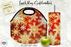 Shimmering Golden Snowflakes Lunch Bag | Snowflakes Tumbler Product Image 1