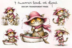 Summer Beach Cat Clipart PNG Product Image 1