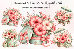 Summer Hibiscus Clipart PNG Product Image 1