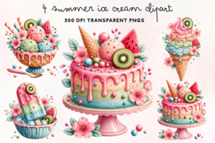 Summer Ice Cream Clipart PNG Product Image 1