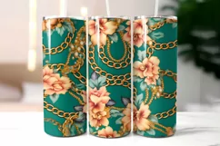 Floral Tumbler Wrap | Elegant Floral Silk Fabric Texture Product Image 2