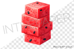 Stack of Cube Watermelon Slices PNG Summer Fruit Clipart Product Image 1