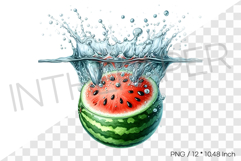 Half Watermelon Submerged in Water PNG Summer Fruit Clipart Product Image 1