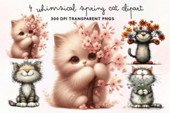 Whimsical Spring Cat Clipart PNG Product Image 1