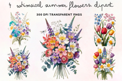 Whimsical Summer Flowers Clipart PNG Product Image 1