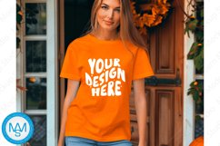 Orange women Tshirt Mockup, Halloween tshirt mockup Product Image 1