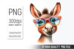 Cute Donkey, Animal Sublimation Clipart PNG Product Image 1