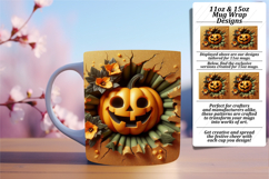 Elegant 11oz Mug Wrap Png Template , 3D Pumpkin Product Image 1