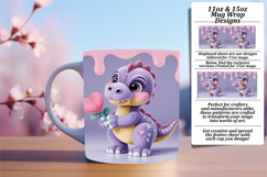FASHIONABLE PNG for 15oz Mug Wrap , Cute Dino Product Image 1