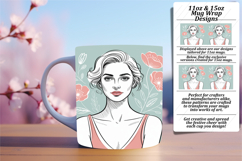 Creative 11oz Mug Wrap Png Template , Beauty Woman Product Image 1