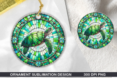 Turtle Stained Glass Ornament PNG, Sublimation PNG Design Product Image 1