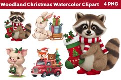 Woodland Christmas Watercolor Clipart PNG Product Image 1