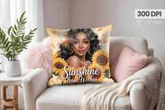 Afro Girl /Woman braided hair Pillow Design, Black Queen PNG Product Image 1