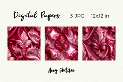 Floral Ribbon Digital Paper Kit Rococo Valentine Patterns Product Image 2