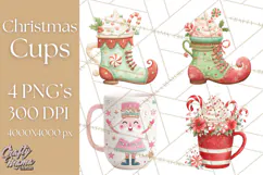 Christmas Hot Cocoa Mug Clipart PNG, Holiday Cup Art Product Image 1