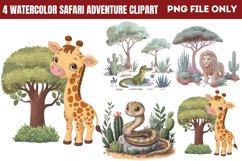 Watercolor Safari Adventure Clipart PNG Product Image 1