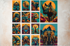 Afro Surreal Digital Papers Junk Journal Kit African Animals Product Image 12