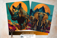 Afro Surreal Digital Papers Junk Journal Kit African Animals Product Image 16