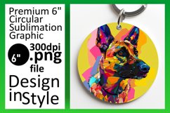 Bright and Dynamic Dog Round Design Keychain Sublimation Product Image 1