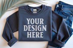 Dark Heather Gildan 18000 Folded Flat Lay Mockups Product Image 1