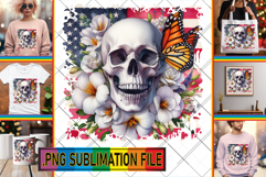 LUMINOUS TSHIRT Designs PNG, Skull USA Product Image 1