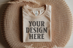 Gildan 64000 Sand Folded Tshirt Mockup Product Image 1