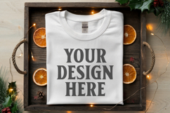 Gildan 5000 white Folded Christmas Mockup, G5000 mockup Product Image 1