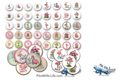 Flamingos button maker collage 1.25 in 4 sizes Product Image 1