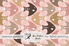 Cute birds with hearts. Seamless pattern file. Folk stile Product Image 1