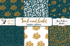 Teal and Gold Seamless Pattern, File for Fabric, Vinyl Print Product Image 1