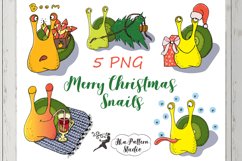 Christmas clipart. Funny snails. Winter Holiday Product Image 1