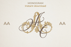 AA Wedding Monogram Logo | Elegant Initials Vector Product Image 1