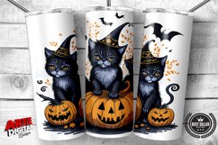 Halloween Cats Tumbler Wrap PNG Design Product Image 1