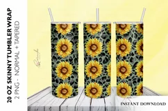 Tumbler Sublimation Design with Sunflowers and Leopard Print Product Image 1