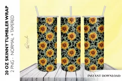 Tumbler Sublimation Design with Sunflowers and Leopard Print Product Image 1