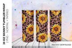 Sublimation Tumbler Design with Sunflowers and Leopard Print Product Image 1