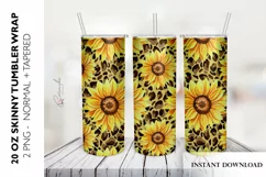 Sublimation Tumbler Design with Sunflowers and Leopard Print Product Image 1