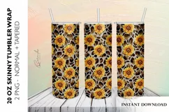 Tumbler Sublimation Design with Sunflowers and Leopard Print Product Image 1
