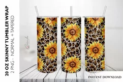 Sublimation Tumbler Design with Sunflowers and Leopard Print Product Image 1