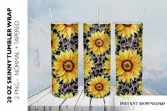 Tumbler Sublimation Design with Sunflowers and Leopard Print Product Image 1