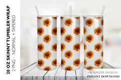 Sunflower Tumbler Sublimation Design, 20 OZ Skinny Tumbler Product Image 1