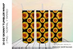 Sunflower Tumbler Sublimation Design, 20 OZ Skinny Tumbler Product Image 1