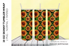 Sunflower Tumbler Sublimation Design, 20 OZ Skinny Tumbler Product Image 1