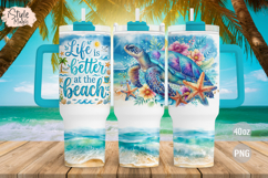 Life is Better at the Beach Summer 40oz Tumbler Wrap PNG Product Image 1